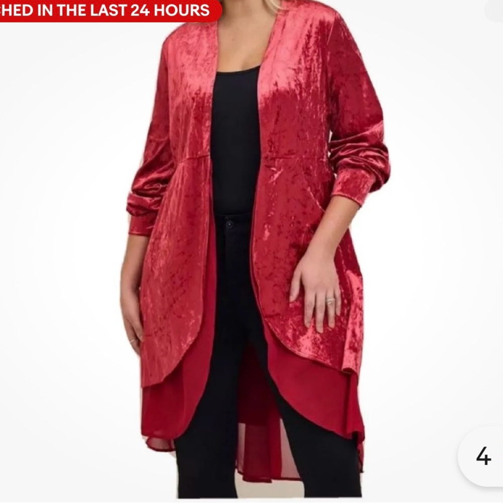 Torrid velvet kimono jacket size 1
